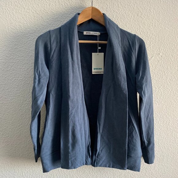 Pacas Open Front Cardigan Sweater Top Blue Color Size XS Extra Small NWT Alpaca - Picture 1 of 4